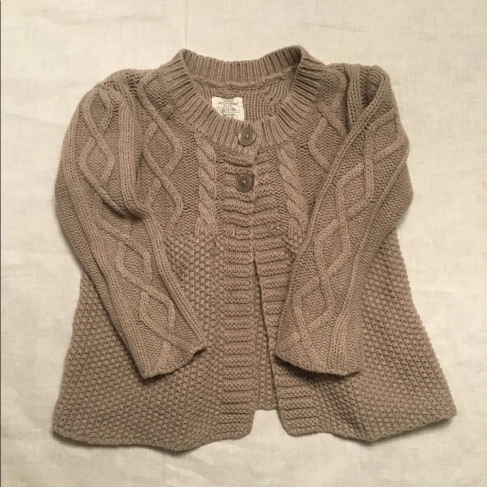 Knit Sweater Tan In Color, Size 12-18 Mo